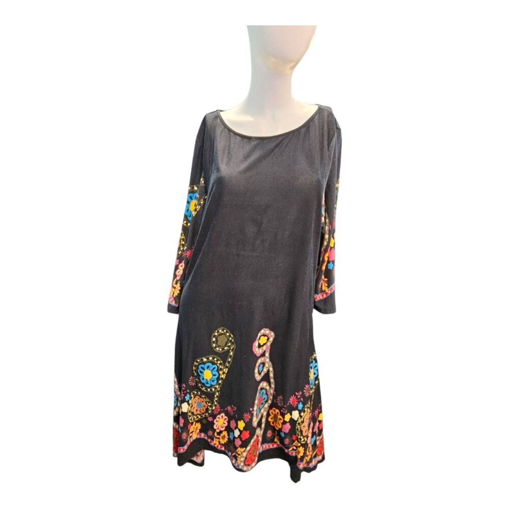 Ice Silk Black Paisley Floral Fit Flair Dress Womens size 3X